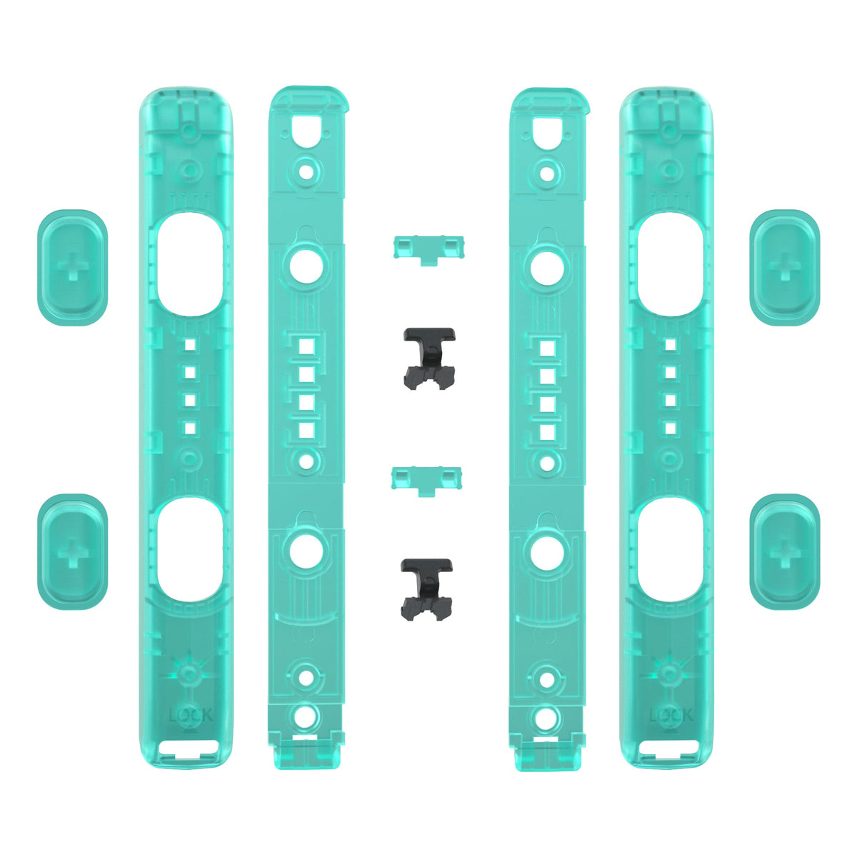 eXtremeRate Retail Emerald Green Replacement shell for NS Switch Joycon Strap, Custom Joy-Con Wrist Strap Housing Buttons for NS Switch - 2 Pack - UEM508