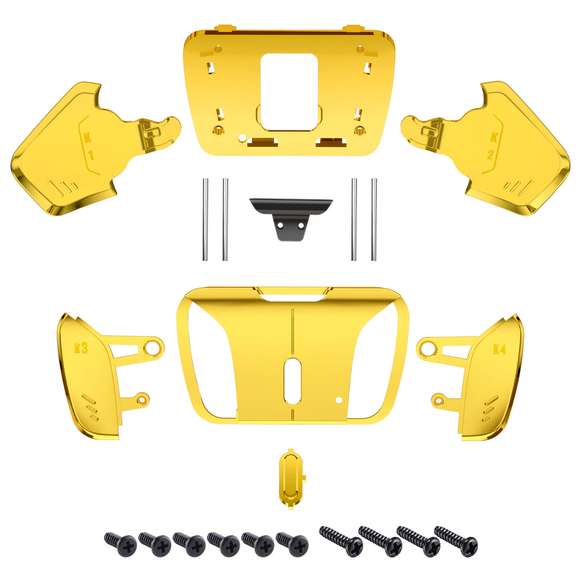 eXtremeRate Retail Chrome Gold Replacement Redesigned K1 K2 K3 K4 Back Buttons Housing Shell for PS5 Controller eXtremeRate RISE4 Remap Kit - Controller & RISE4 Remap Board NOT Included - VPFD4001