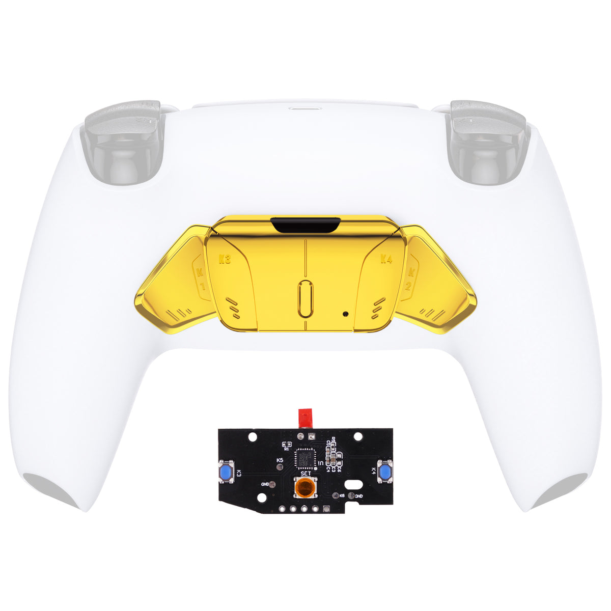 eXtremeRate Retail Turn RISE to RISE4 Kit – Redesigned Chrome Gold K1 K2 K3 K4 Back Buttons Housing & Remap PCB Board for PS5 Controller eXtremeRate RISE & RISE4 Remap kit - Controller & Other RISE Accessories NOT Included - VPFD4001P