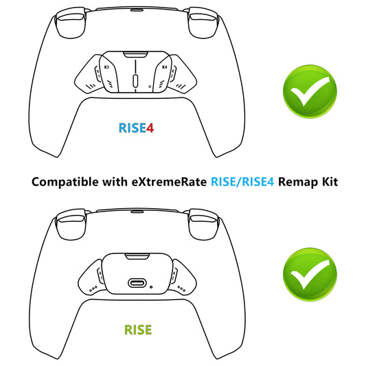 eXtremeRate Retail Turn RISE & RISE4 to RISE4 RMB Kit – Silver Real Metal Buttons (RMB) Version K1 K2 K3 K4 Back Buttons Housing & Remap PCB Board for PS5 Controller eXtremeRate RISE & RISE4 Remap kit - VPFJ7001