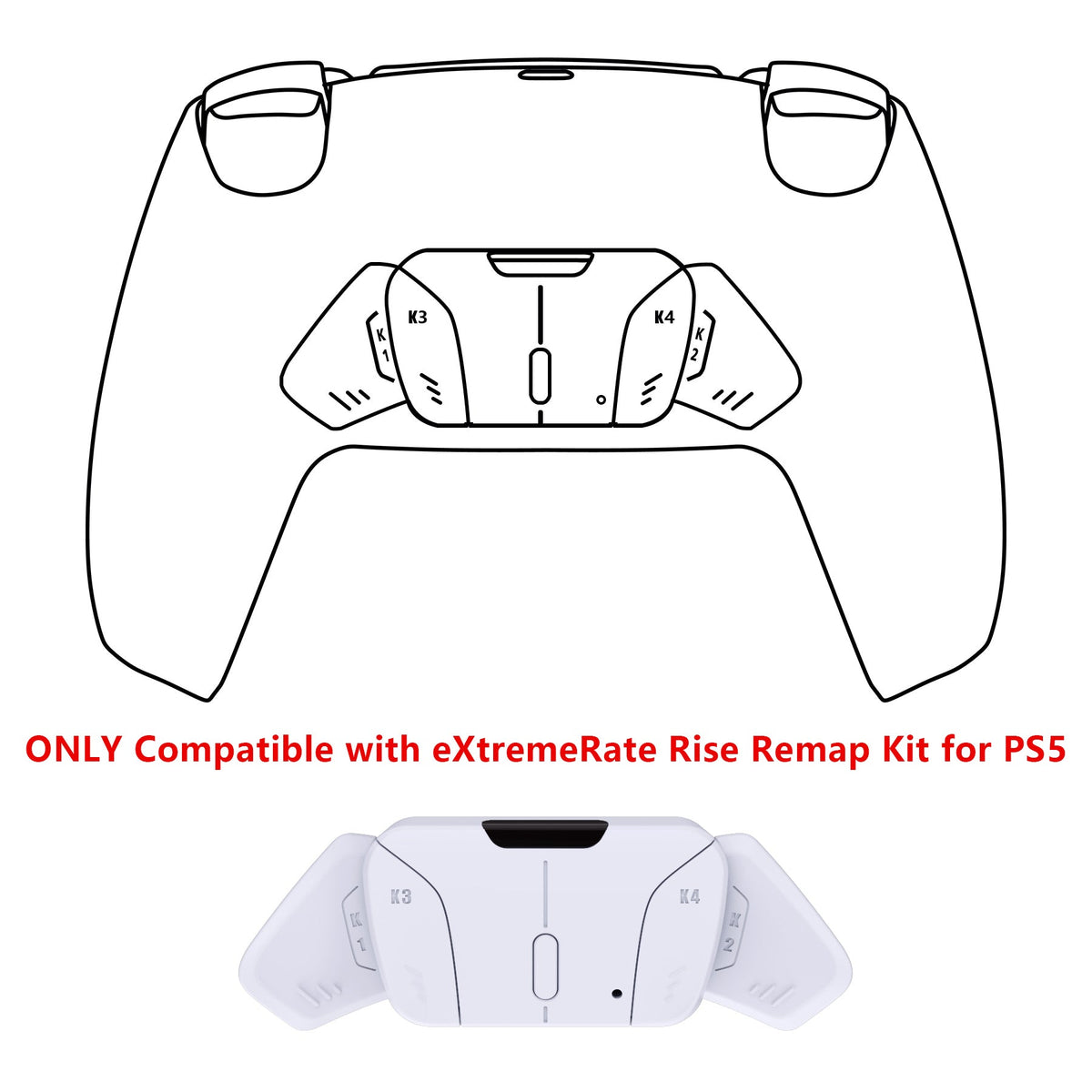 eXtremeRate Retail Solid White Replacement Redesigned K1 K2 K3 K4 Back Buttons Housing Shell for ps5 Controller eXtremeRate RISE4 Remap Kit - Controller & RISE4 Remap Board NOT Included - VPFM5002