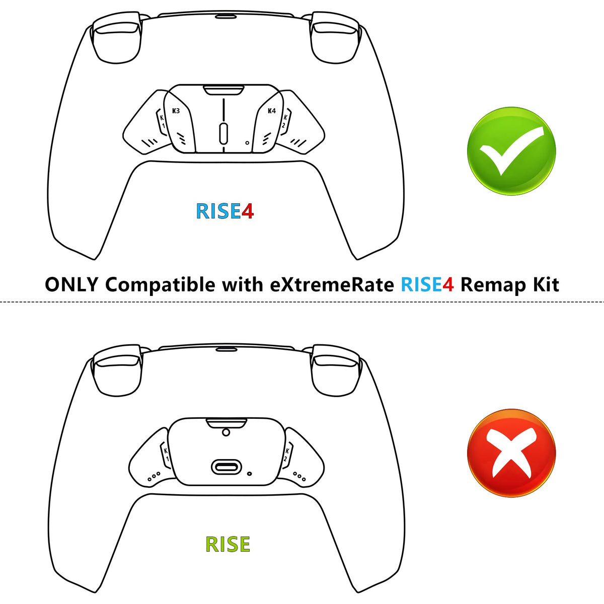 eXtremeRate Retail Chameleon Green Purple Replacement Redesigned K1 K2 K3 K4 Back Buttons Housing Shell for ps5 Controller eXtremeRate RISE4 Remap Kit - Controller & RISE4 Remap Board NOT Included - VPFP3004