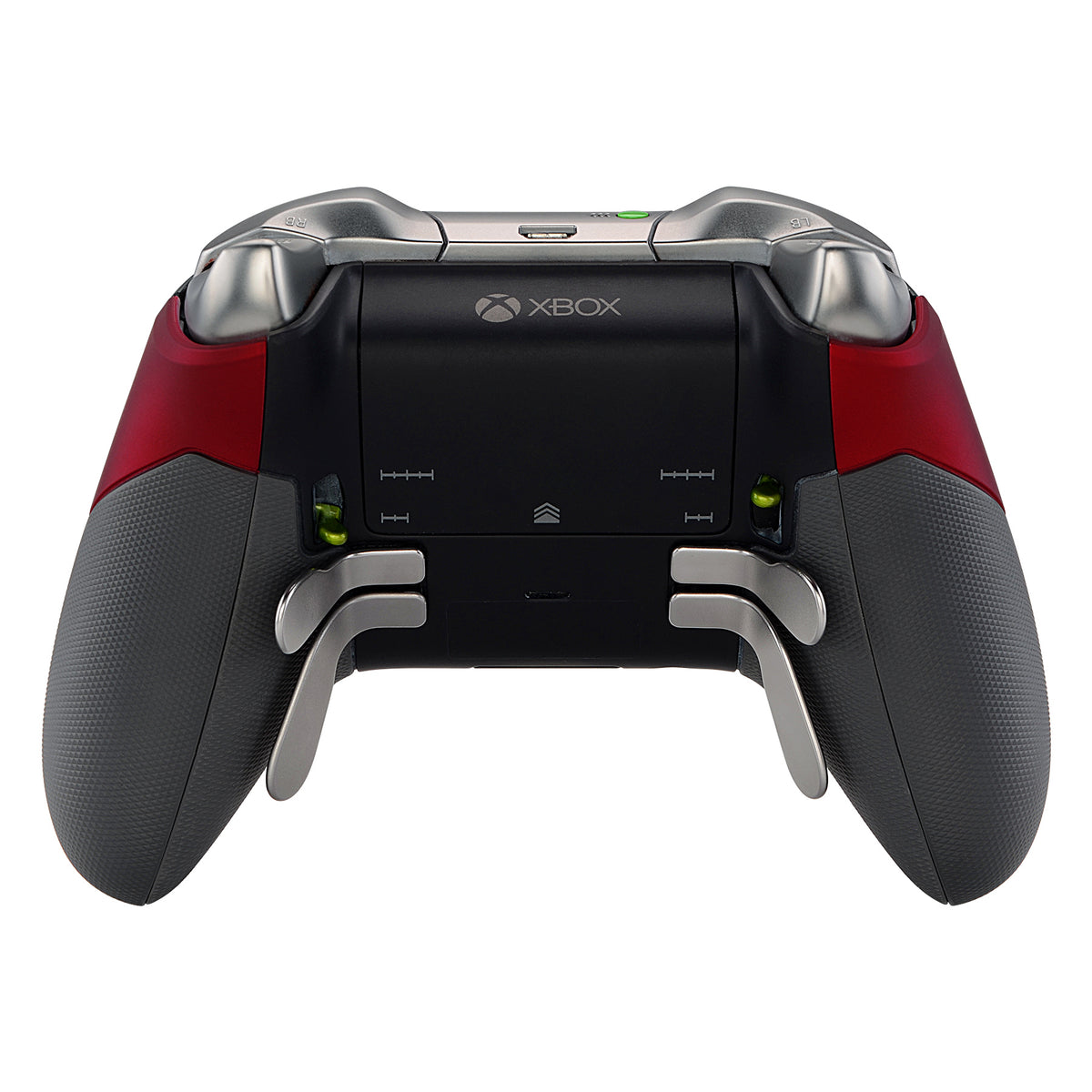 eXtremeRate Retail Soft Touch Red Rubberized Right Left Side Rails, Replacement Rear Handle Grips, Back Panels Faceplates Kits for Xbox One Elite Controller (Model 1698) - XOJ1125