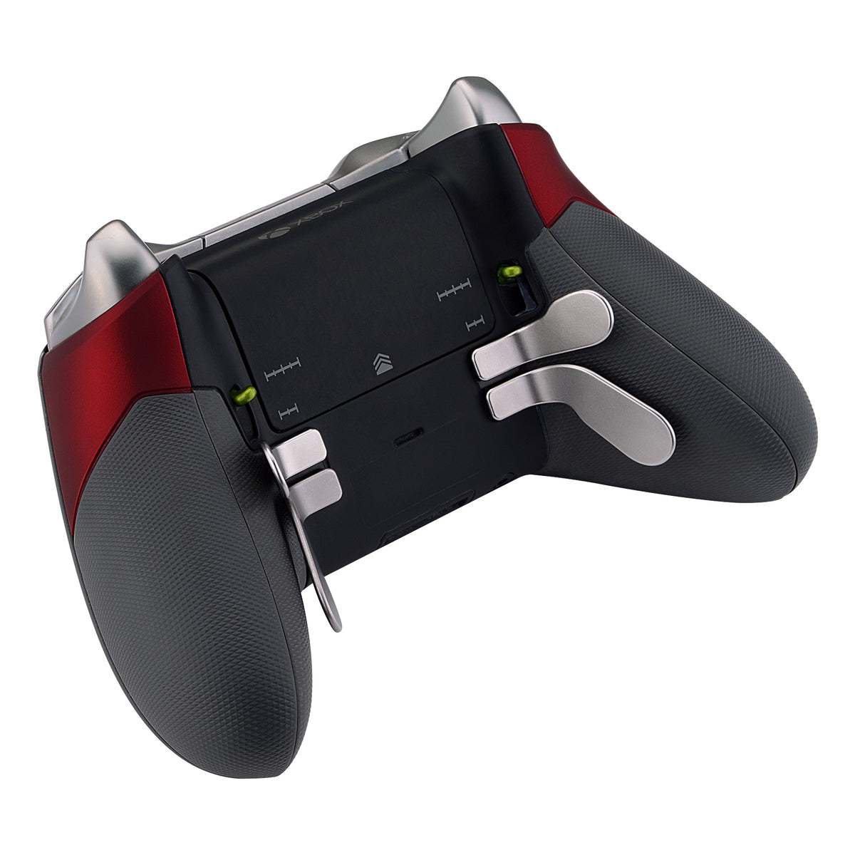 eXtremeRate Retail Soft Touch Red Rubberized Right Left Side Rails, Replacement Rear Handle Grips, Back Panels Faceplates Kits for Xbox One Elite Controller (Model 1698) - XOJ1125