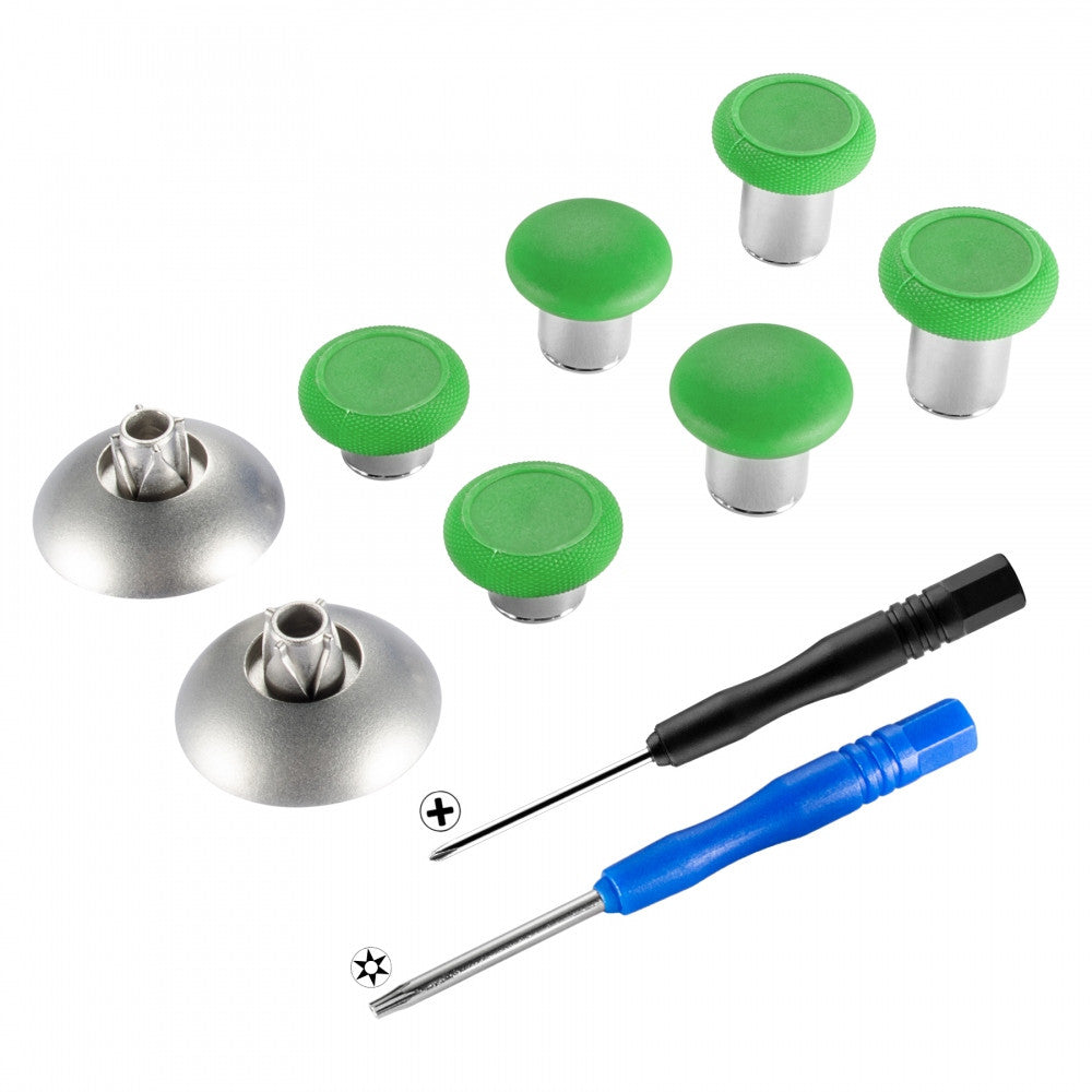 eXtremeRate Retail Green Metal Magnetic Thumbsticks with Carry Case for Xbox One Elite PS 4 Slim-XOJ2021