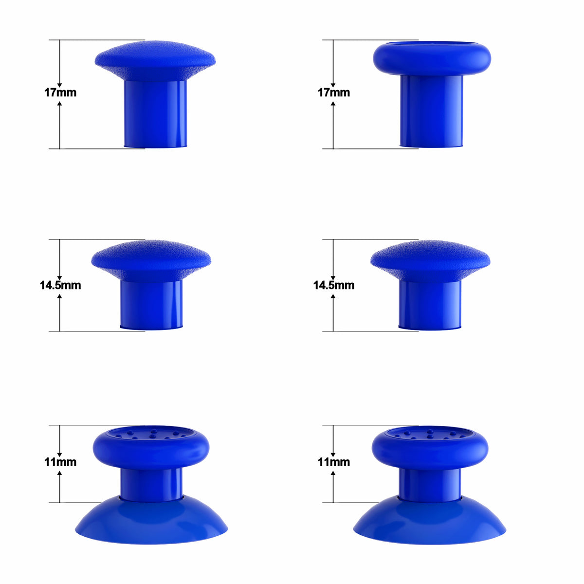 eXtremeRate Retail ThumbsGear Interchangeable Ergonomic Thumbstick for Xbox Series X & S/Xbox One/Xbox One Elite/Xbox One S & X Controller with 3 Height Domed and Concave Grips Adjustable Joystick - Blue - XOJ2112