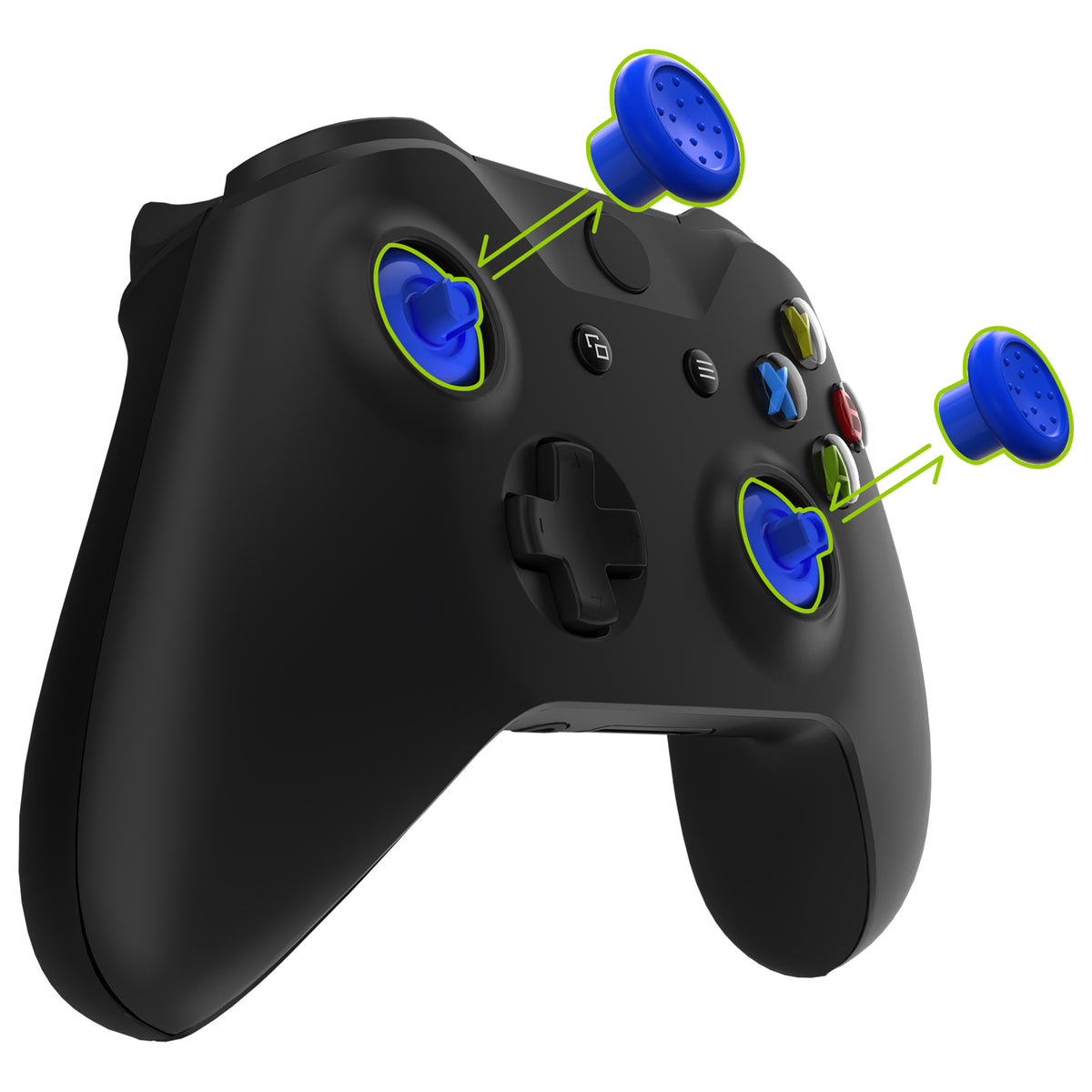 eXtremeRate Retail ThumbsGear Interchangeable Ergonomic Thumbstick for Xbox Series X & S/Xbox One/Xbox One Elite/Xbox One S & X Controller with 3 Height Domed and Concave Grips Adjustable Joystick - Blue - XOJ2112