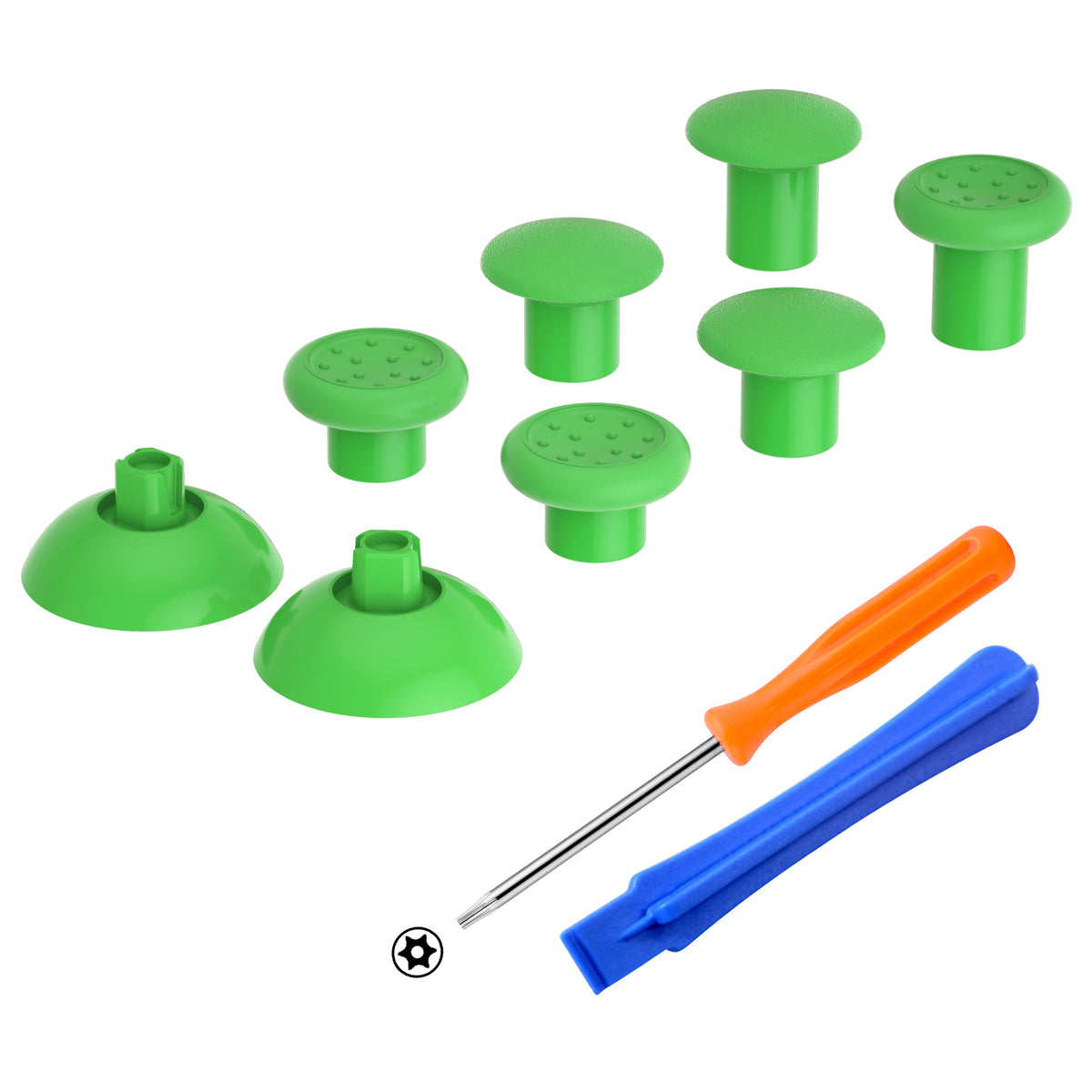 eXtremeRate Retail ThumbsGear Interchangeable Ergonomic Thumbstick for Xbox Series X & S/Xbox One/Xbox One Elite/Xbox One S & X Controller with 3 Height Domed and Concave Grips Adjustable Joystick - Green - XOJ2113