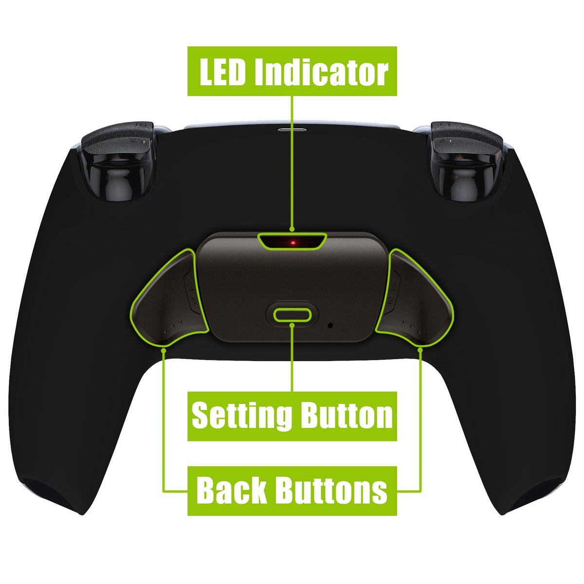 eXtremeRate Retail Black Real Metal Buttons (RMB) Version RISE 2.0 Remap Kit with Upgrade Board & Redesigned Back Shell & Remappable Back Buttons Attachment for PS5 Controller BDM-010 & BDM-020 - XPFJ7001