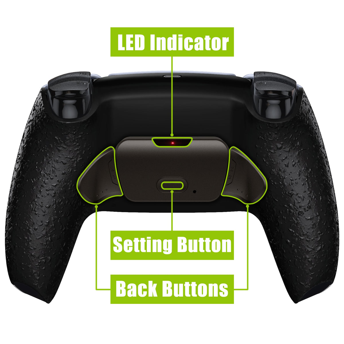 eXtremeRate Retail Textured Black Real Metal Buttons (RMB) Version RISE 2.0 Remap Kit with Upgrade Board & Redesigned Back Shell & Remappable Back Buttons Attachment for PS5 Controller BDM-010 & BDM-020 - XPFJ7002