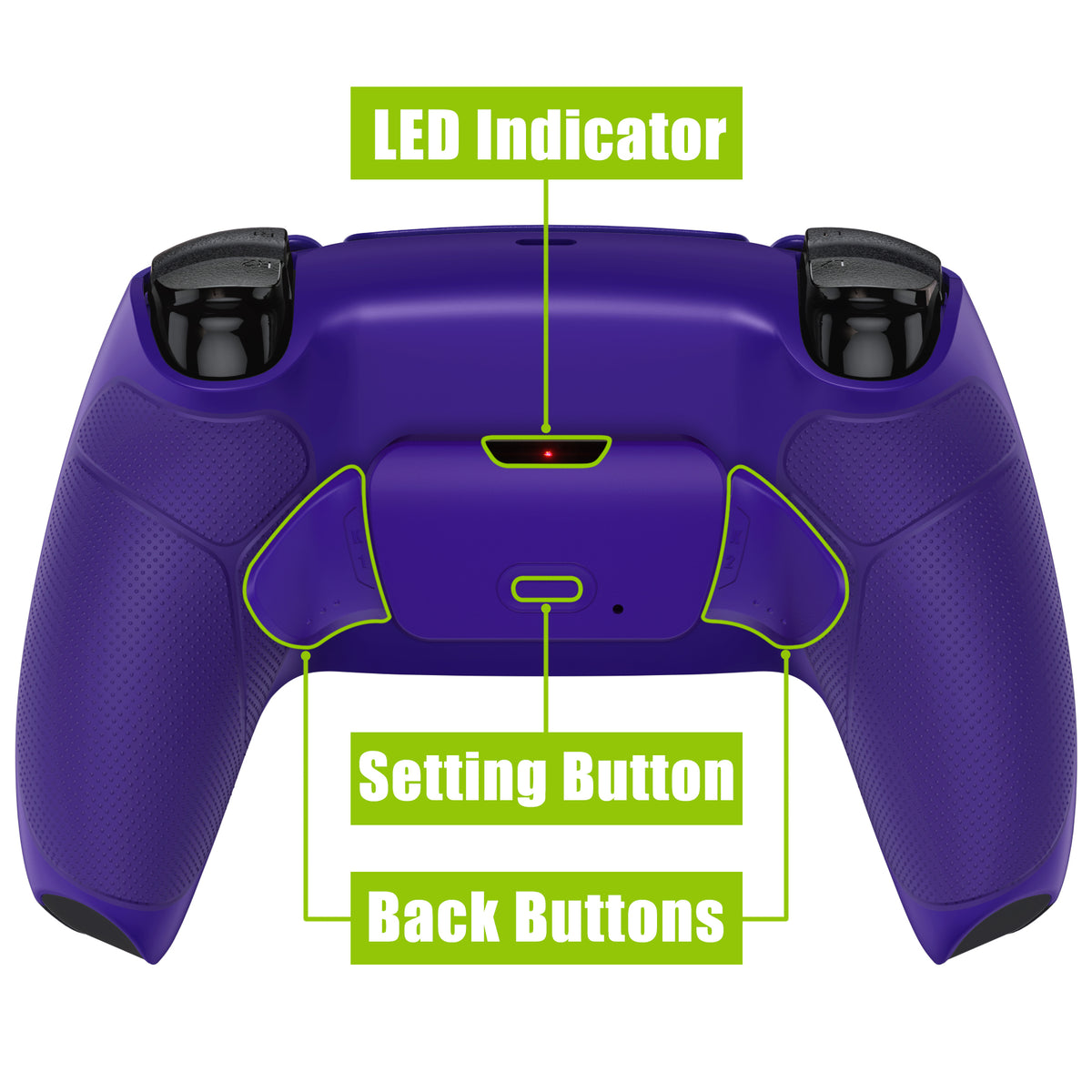 eXtremeRate Retail Galactic Purple Rubberized Grip  Back Paddles Remappable Rise Remap Kit with Upgrade Board & Redesigned Back Shell & Back Buttons Attachment for PS5 Controller BDM-010 & BDM-020 - XPFU6007