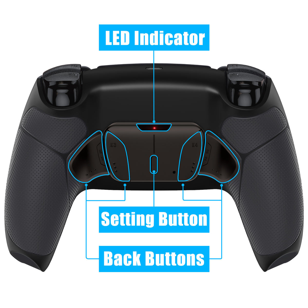 eXtremeRate Retail Rubberized Black Remappable Real Metal Buttons (RMB) Version RISE4 Remap Kit for PS5 Controller BDM 010 & BDM 020, Upgrade Board & Redesigned Back Shell & 4 Back Buttons for PS5 Controller - YPFJ7001