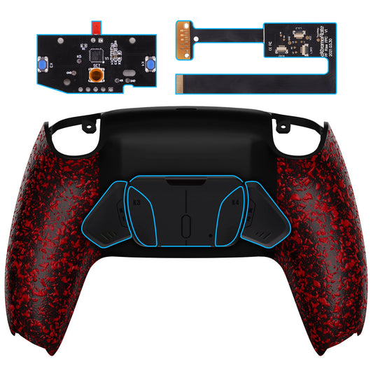 eXtremeRate Retail Textured Red Remappable RISE 4.0 Remap Kit for ps5 Controller BDM 010 & BDM 020, Upgrade Board & Redesigned Back Shell & 4 Back Buttons for ps5 Controller - Controller NOT Included - YPFP3004