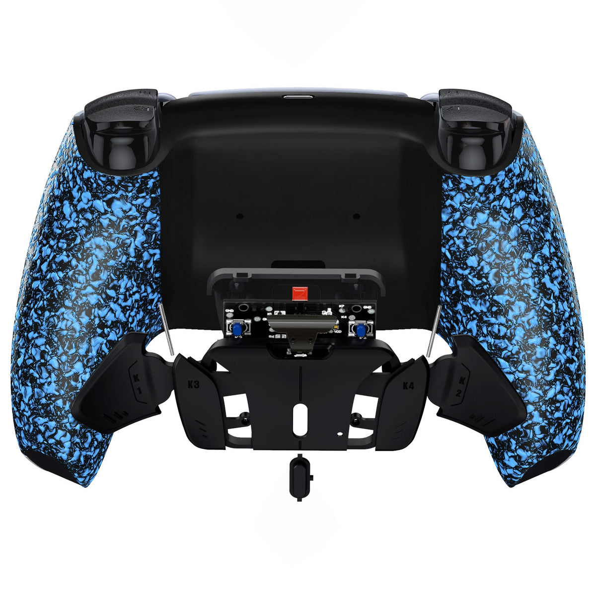 eXtremeRate Retail Textured Blue Remappable RISE 4.0 Remap Kit for ps5 Controller BDM 010 & BDM 020, Upgrade Board & Redesigned Back Shell & 4 Back Buttons for ps5 Controller - Controller NOT Included - YPFP3005