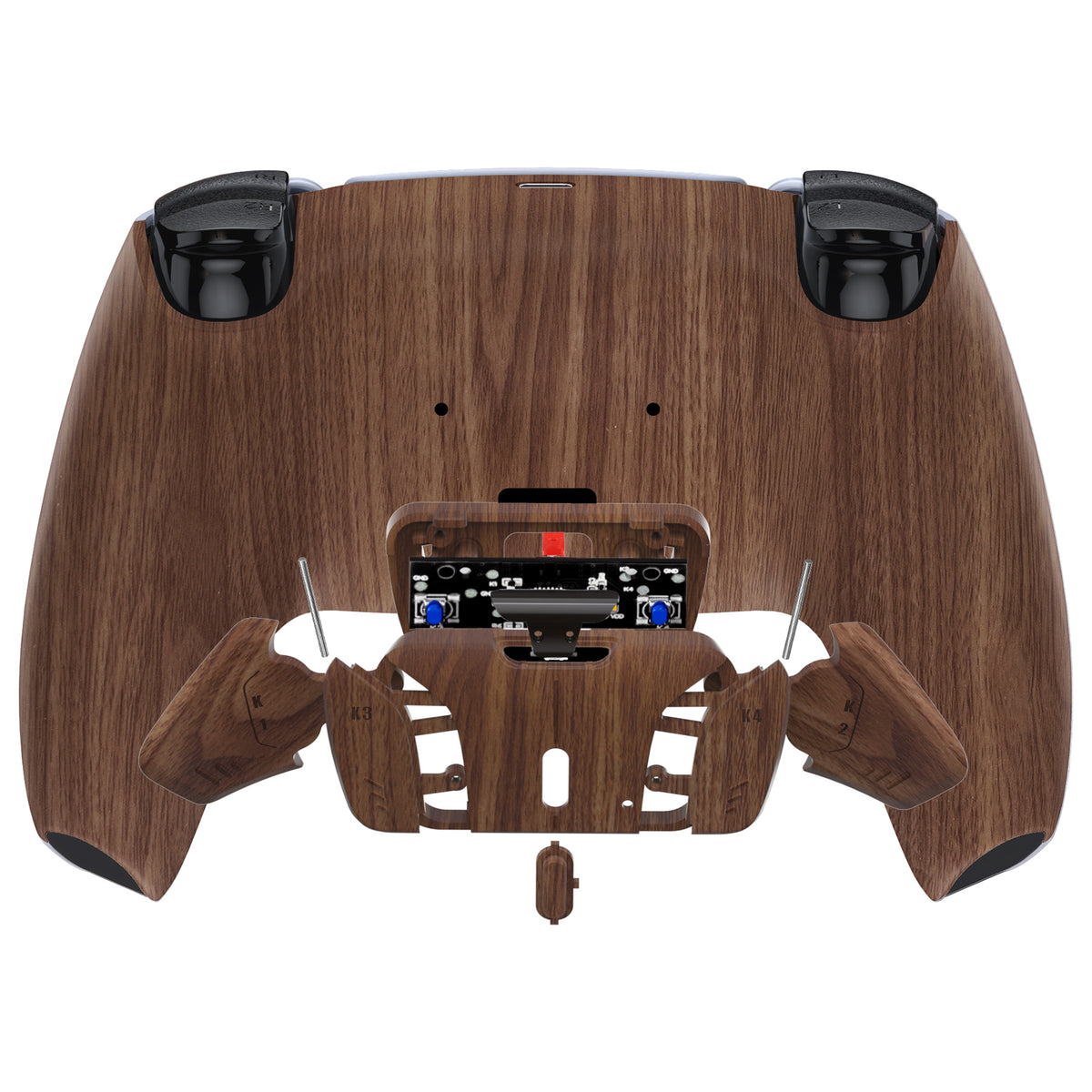 eXtremeRate Retail Wood Grain Pattern Remappable RISE 4.0 Remap Kit for PS5 Controller BDM 010 & BDM 020, Upgrade Board & Redesigned Back Shell & 4 Back Buttons for PS5 Controller - Controller NOT Included - YPFS2001