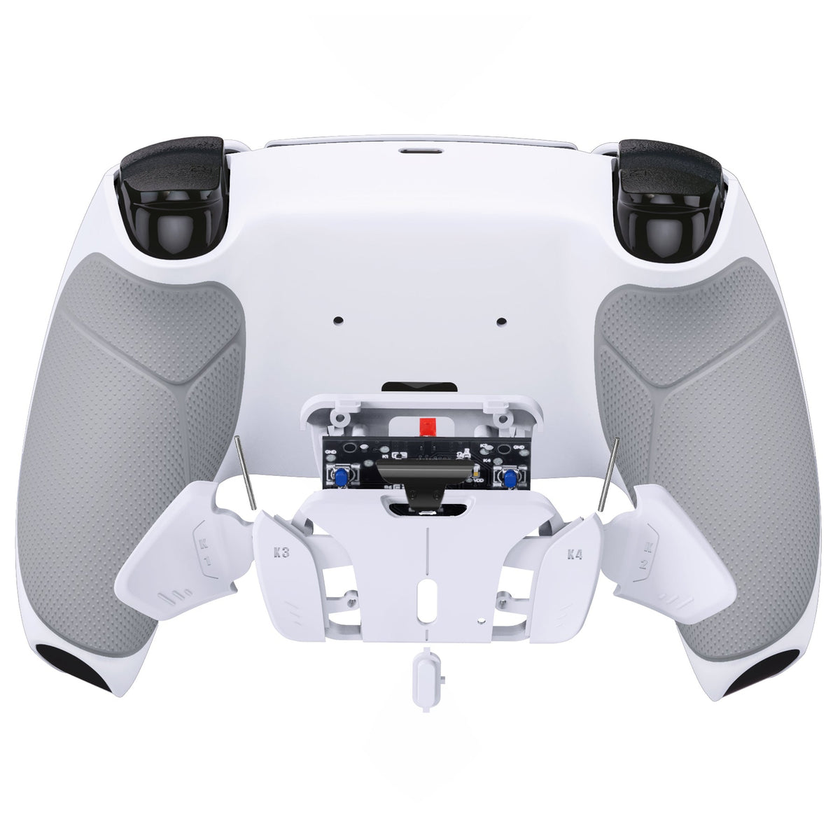 eXtremeRate Retail White Rubberized Grip Remappable RISE 4.0 Remap Kit for ps5 Controller BDM 010 & BDM 020, Upgrade Board & Redesigned Back Shell & 4 Back Buttons for ps5 Controller - Controller NOT Included - YPFU6002