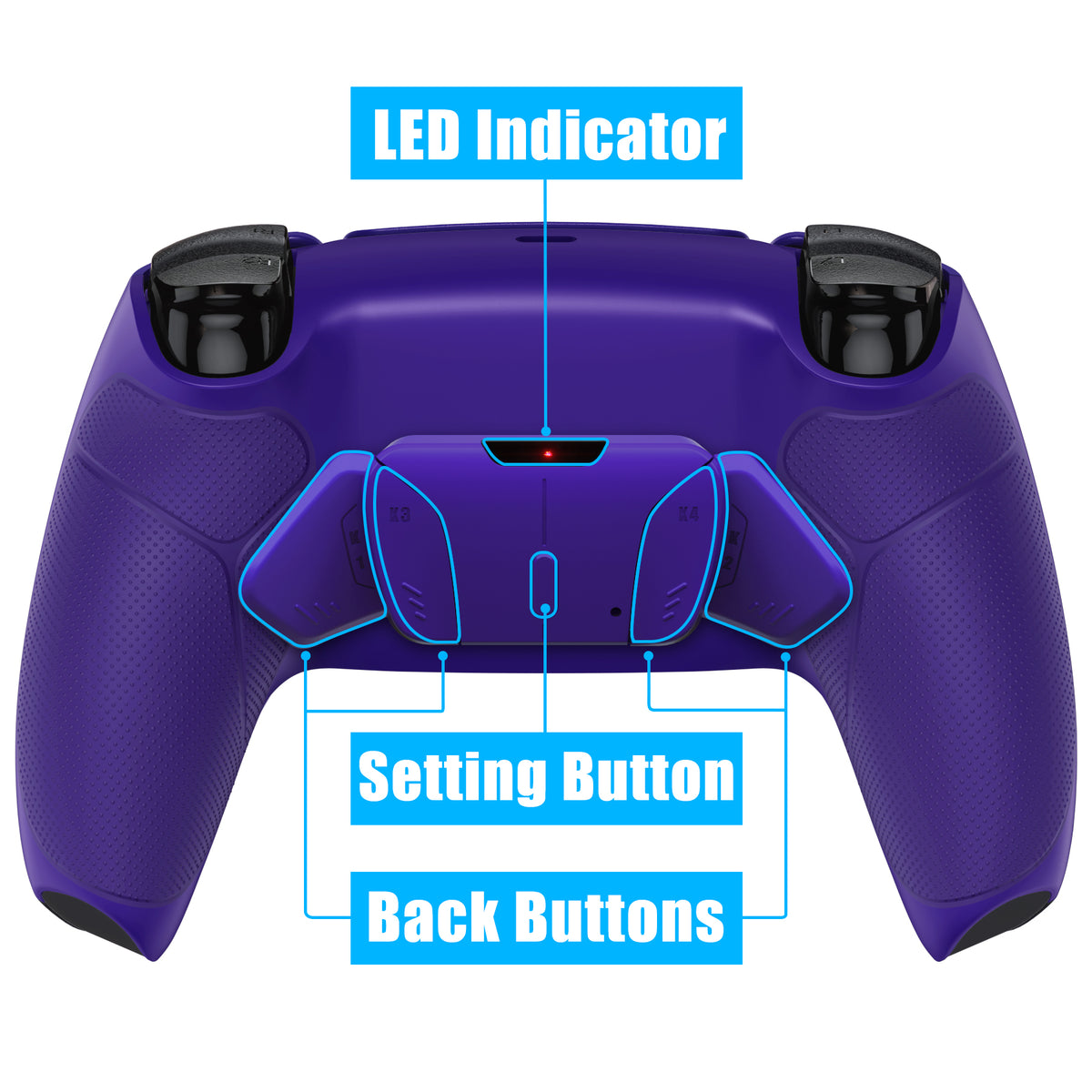 eXtremeRate Retail Galactic Purple Rubberized Grip Remappable RISE 4.0 Remap Kit for PS5 Controller BDM 010 & BDM 020, Upgrade Board & Redesigned Back Shell & 4 Back Buttons for PS5 Controller - Controller NOT Included - YPFU6007