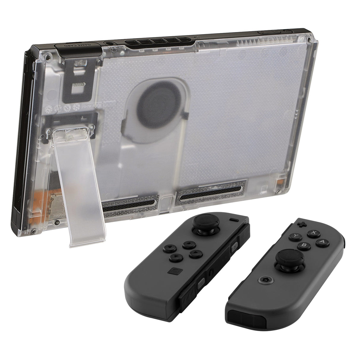 eXtremeRate Retail Transparent Clear Console Back Plate DIY Replacement Housing Shell Case for Nintendo Switch Console with Kickstand - JoyCon Shell NOT Included - ZM501