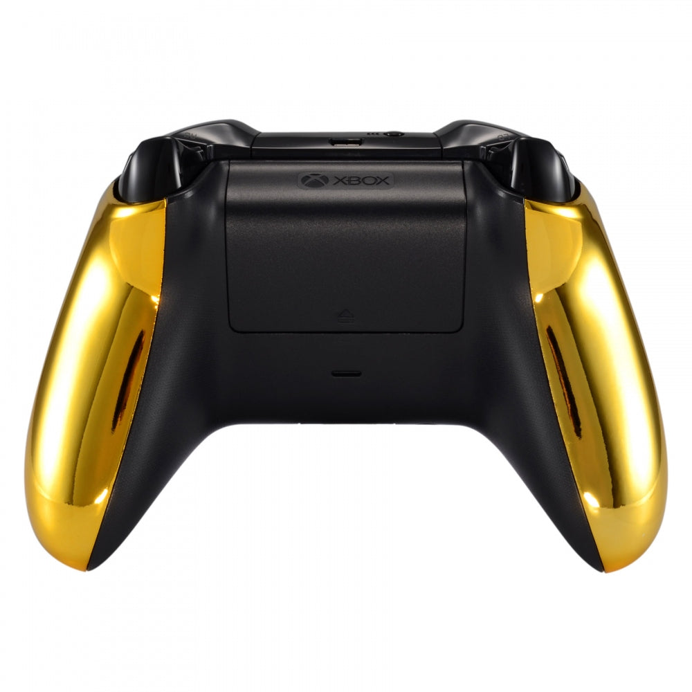 eXtremeRate Retail Chrome Gold Front Housing Shell Faceplate Side Rails Panel for Xbox One X & One S Controller - ZSXOFD01
