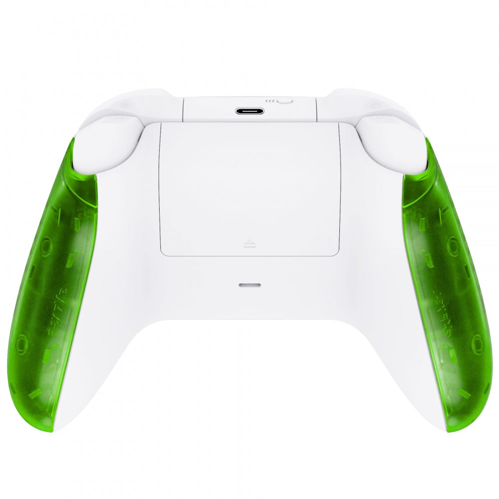 eXtremeRate Retail Soft Touch Clear Green Replacement Handles Shell for Xbox Series X Controller, Custom Side Rails Panels Front Housing Shell Faceplate for Xbox Series S Controller - Controller NOT Included - ZX3M503