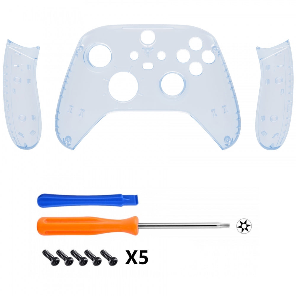 eXtremeRate Retail Soft Touch Clear Glacier Blue Replacement Handles Shell for Xbox Series X Controller, Custom Side Rails Panels Front Housing Shell Faceplate for Xbox Series S Controller - Controller NOT Included - ZX3M506