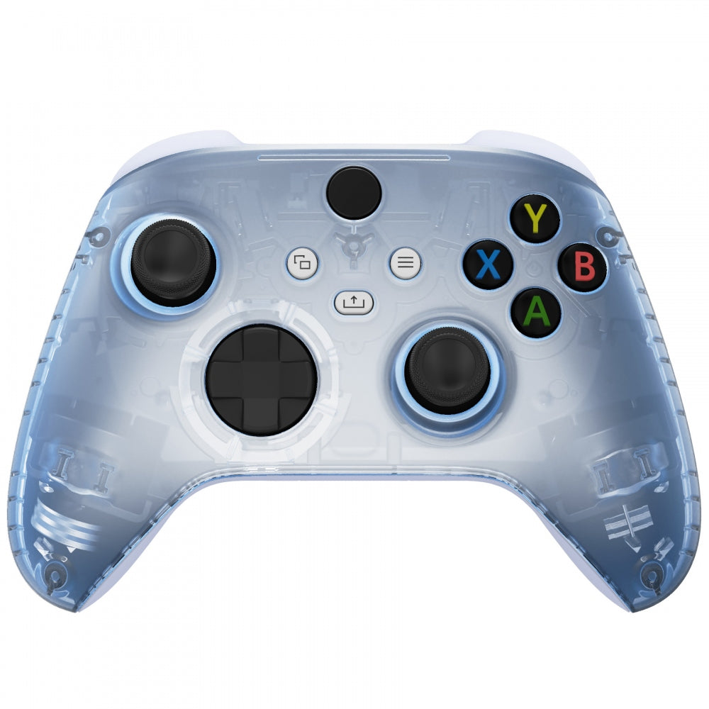 eXtremeRate Retail Soft Touch Clear Glacier Blue Replacement Handles Shell for Xbox Series X Controller, Custom Side Rails Panels Front Housing Shell Faceplate for Xbox Series S Controller - Controller NOT Included - ZX3M506