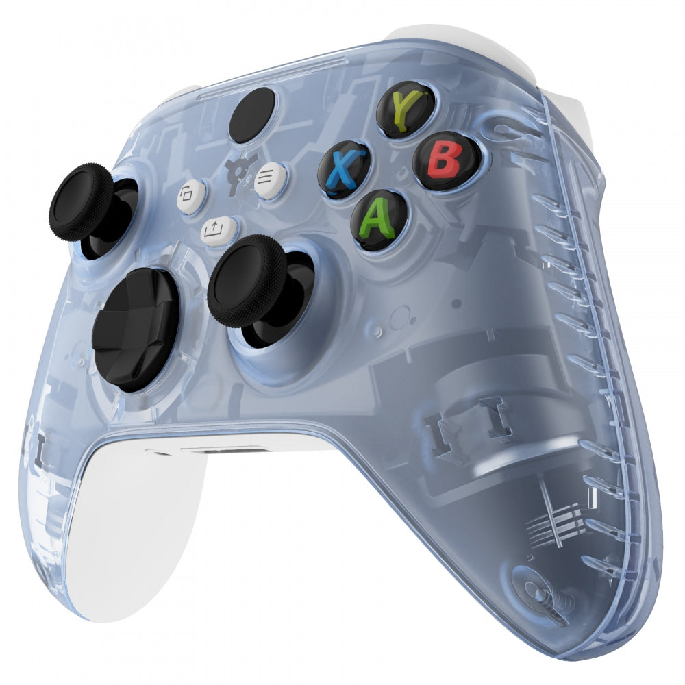 eXtremeRate Retail Soft Touch Clear Glacier Blue Replacement Handles Shell for Xbox Series X Controller, Custom Side Rails Panels Front Housing Shell Faceplate for Xbox Series S Controller - Controller NOT Included - ZX3M506