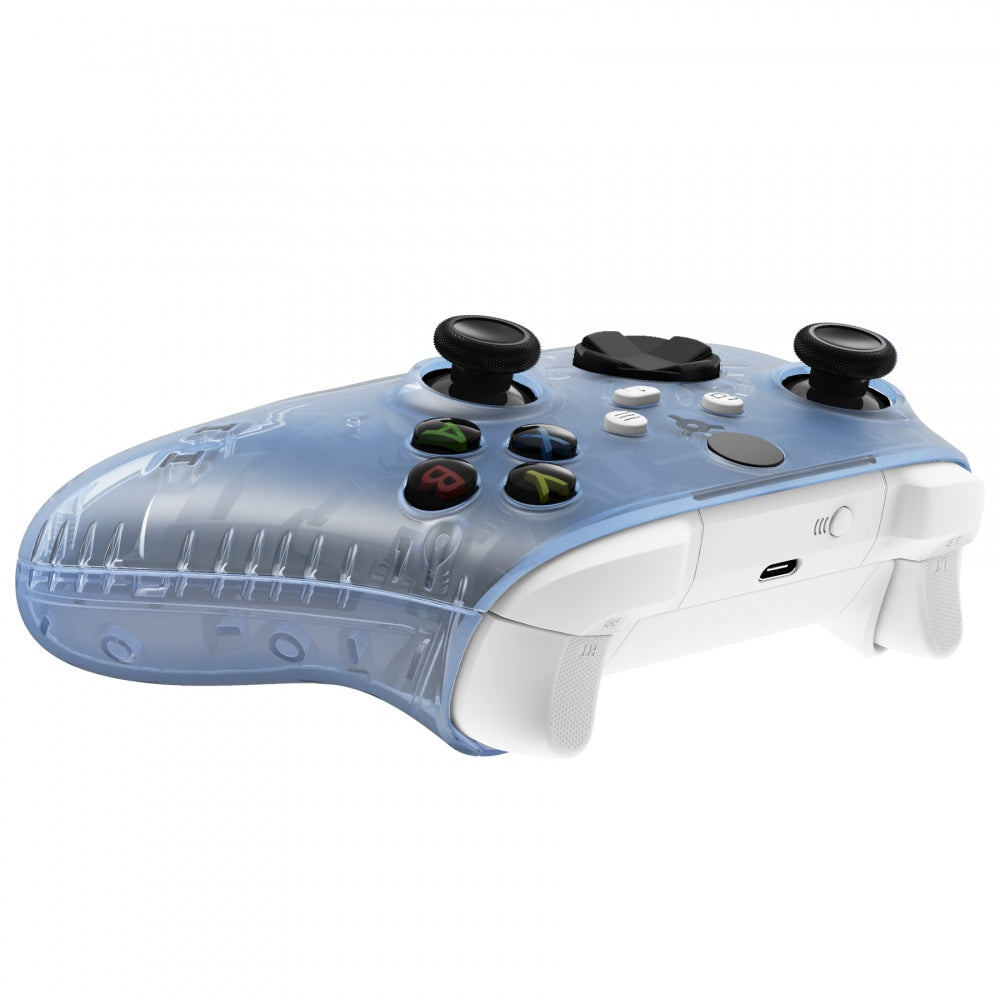 eXtremeRate Retail Soft Touch Clear Glacier Blue Replacement Handles Shell for Xbox Series X Controller, Custom Side Rails Panels Front Housing Shell Faceplate for Xbox Series S Controller - Controller NOT Included - ZX3M506